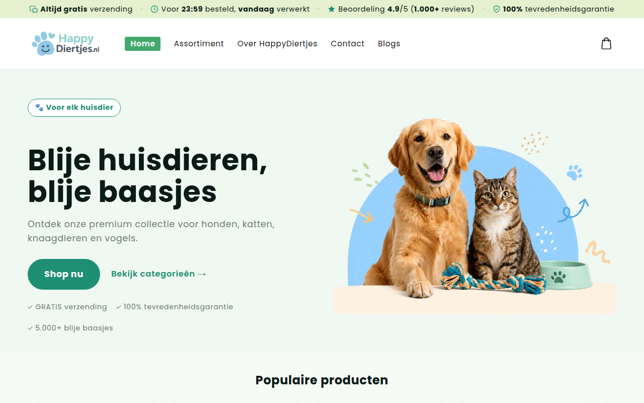 Screenshot van happydiertjes.nl