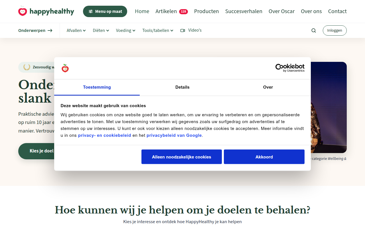 Screenshot van happyhealthy.nl
