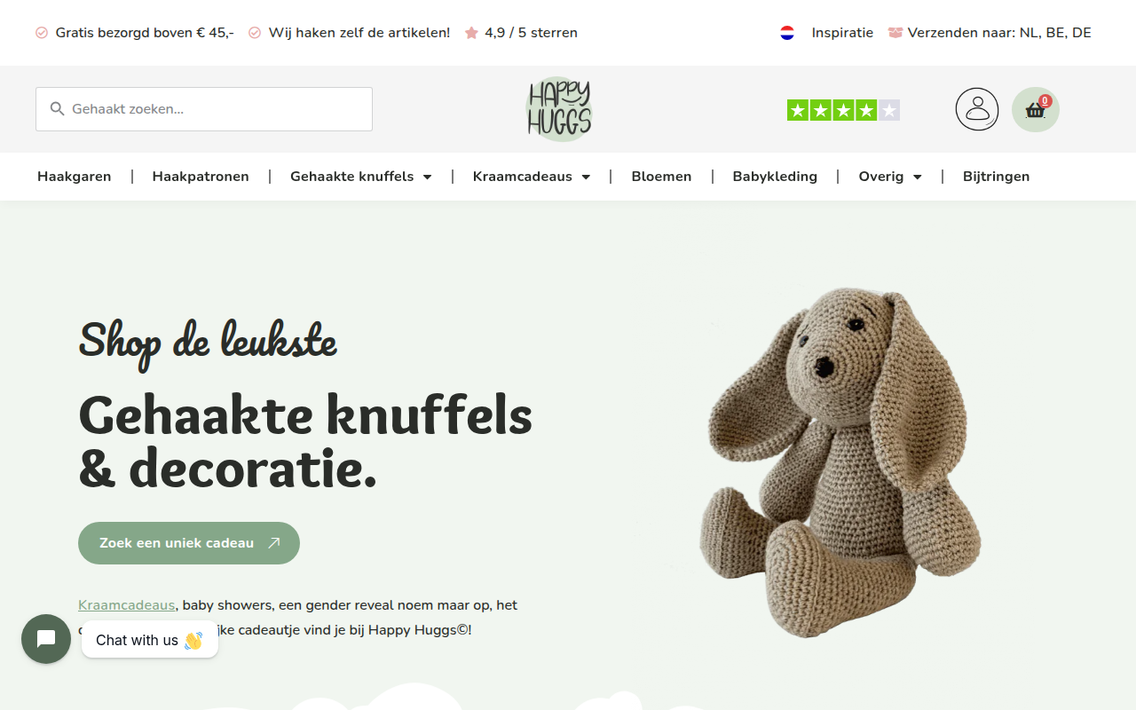 Screenshot van happyhuggs.nl