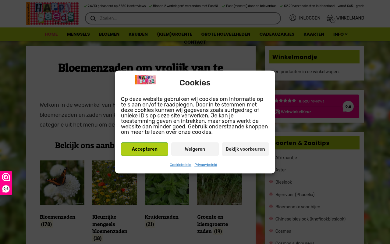 Screenshot van happyseeds.nl