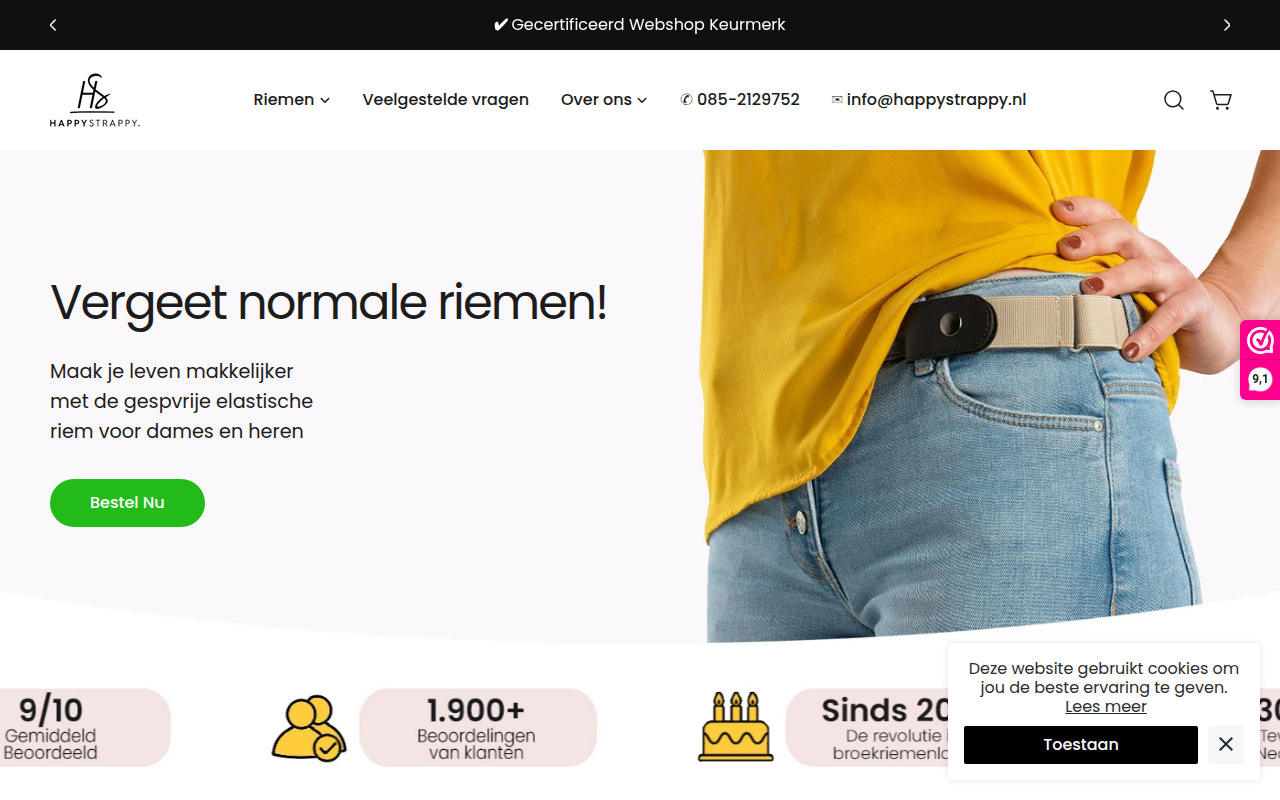 Screenshot van happystrappy.nl