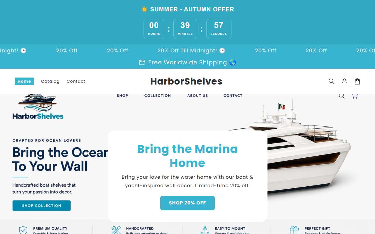 Screenshot van harborshelves.com