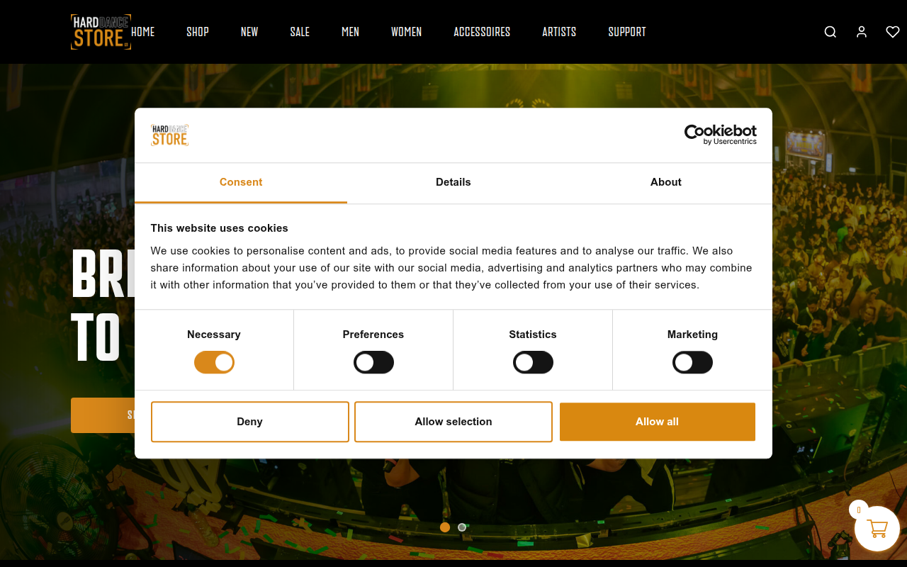 Screenshot van harddancestore.com