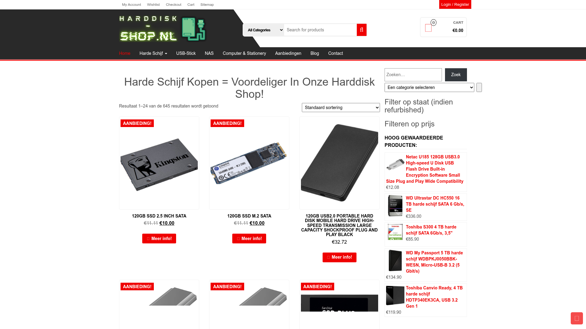 Screenshot van harddisk-shop.nl