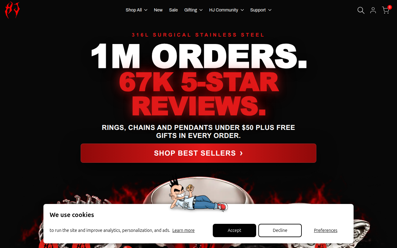 Screenshot van hardjewelry.com