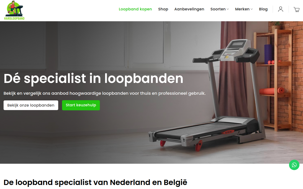 Screenshot van hardloopband.nl