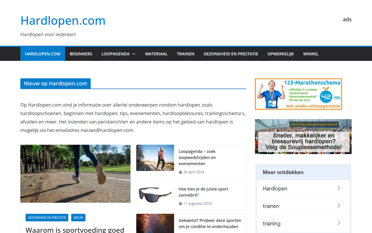 Screenshot van hardlopen.com