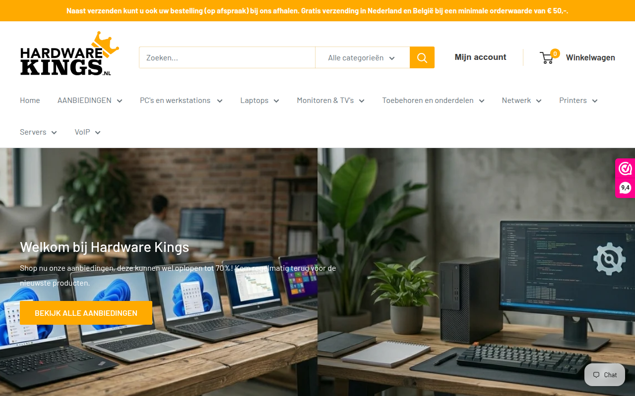 Screenshot van hardwarekings.nl