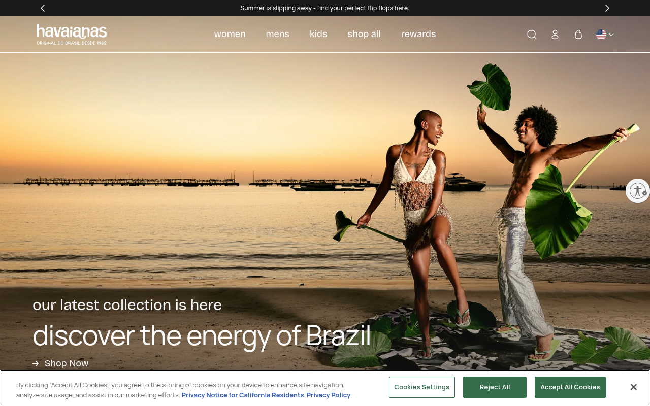 Screenshot van havaianas.com