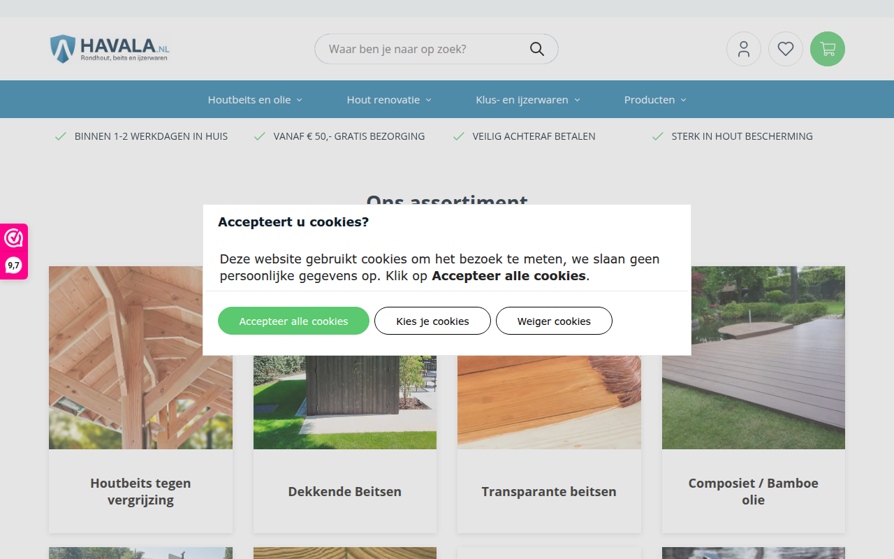 Screenshot van havala.nl