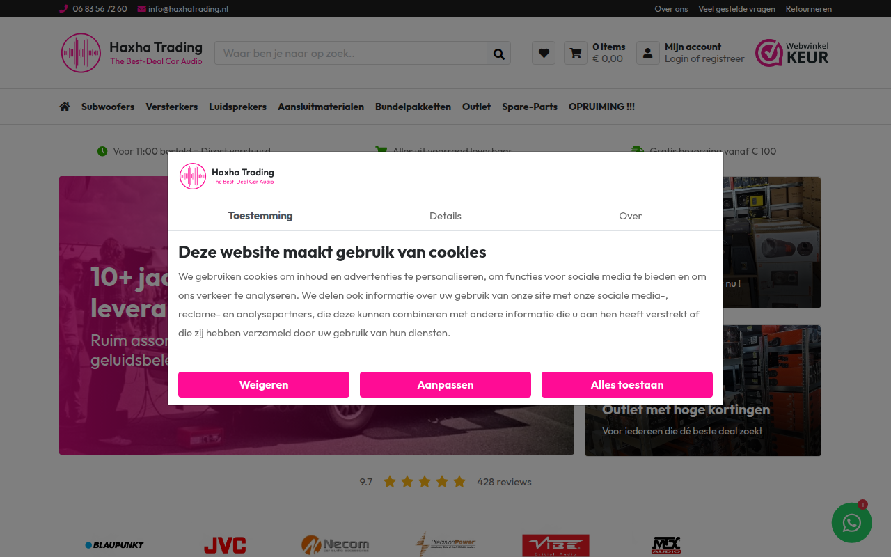 Screenshot van haxhatrading.nl