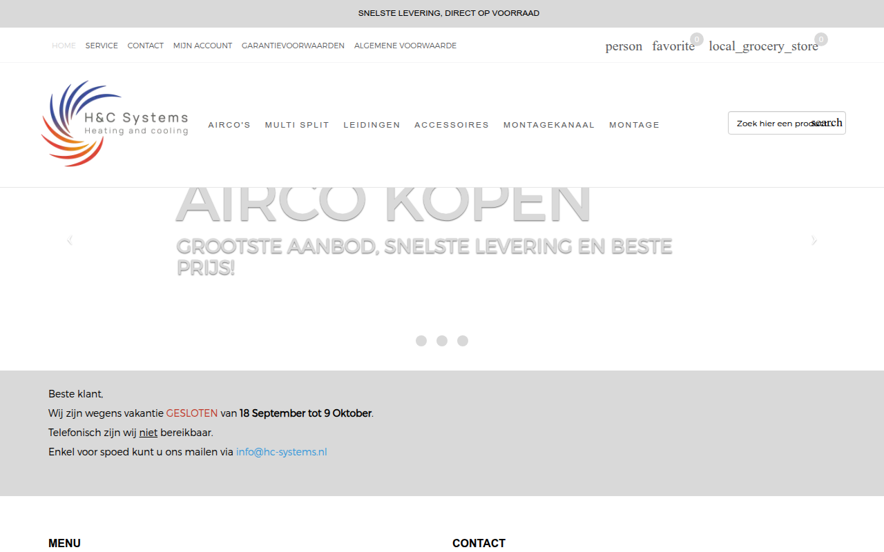 Screenshot van hc-systems.nl