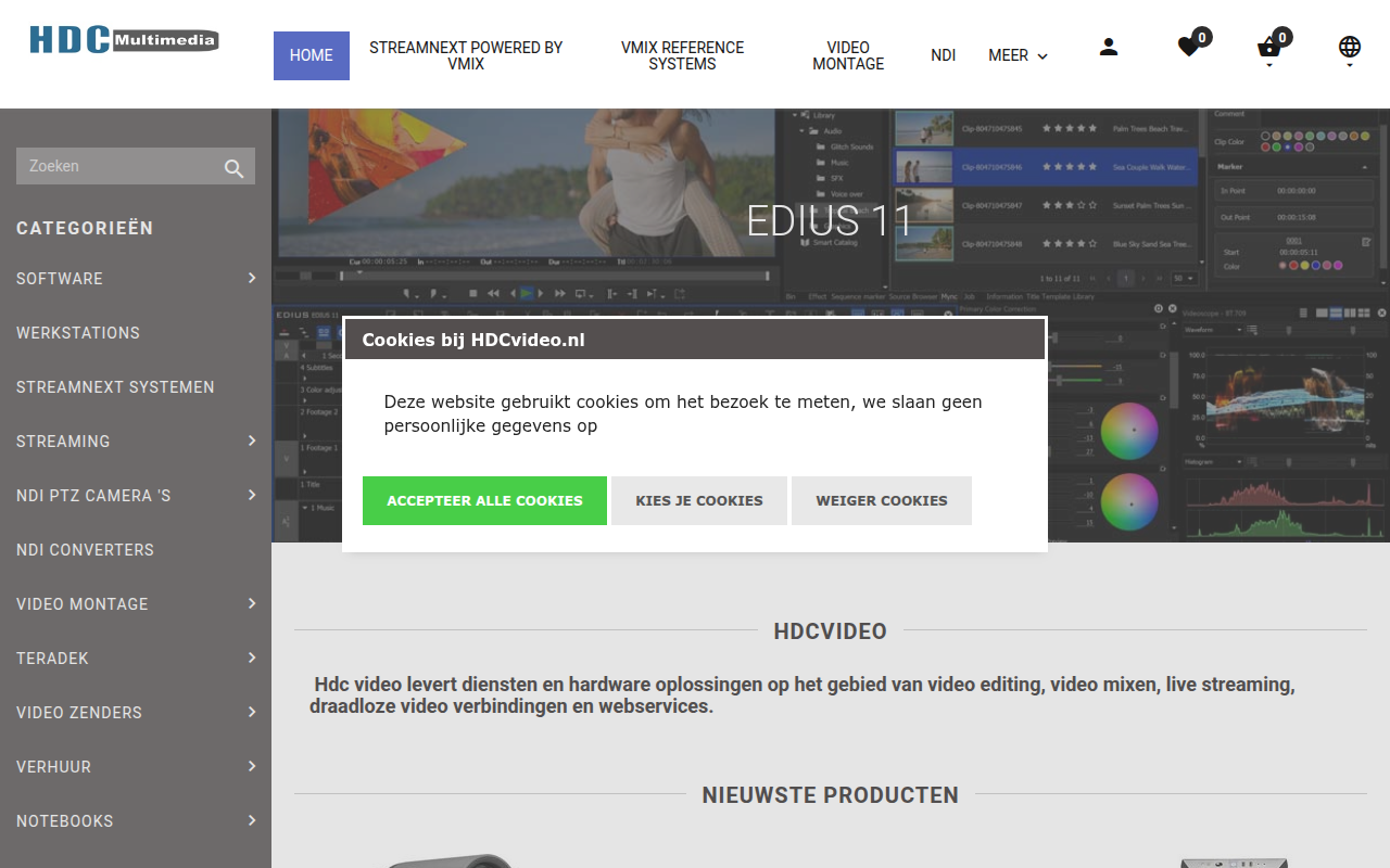 Screenshot van hdcvideo.nl