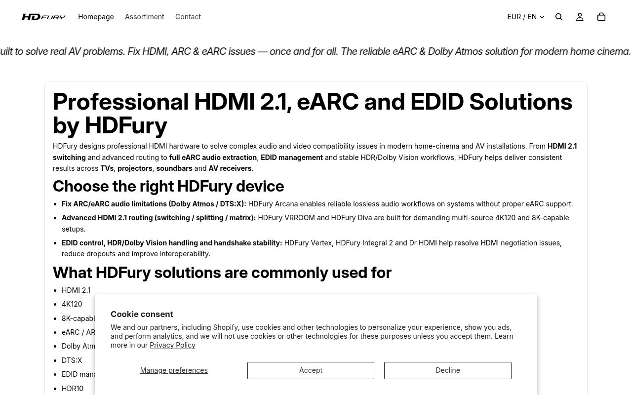 Screenshot van hdfury.eu