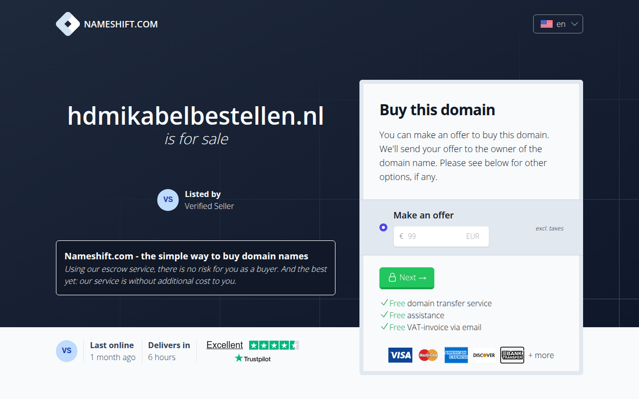 Screenshot van hdmikabelbestellen.nl
