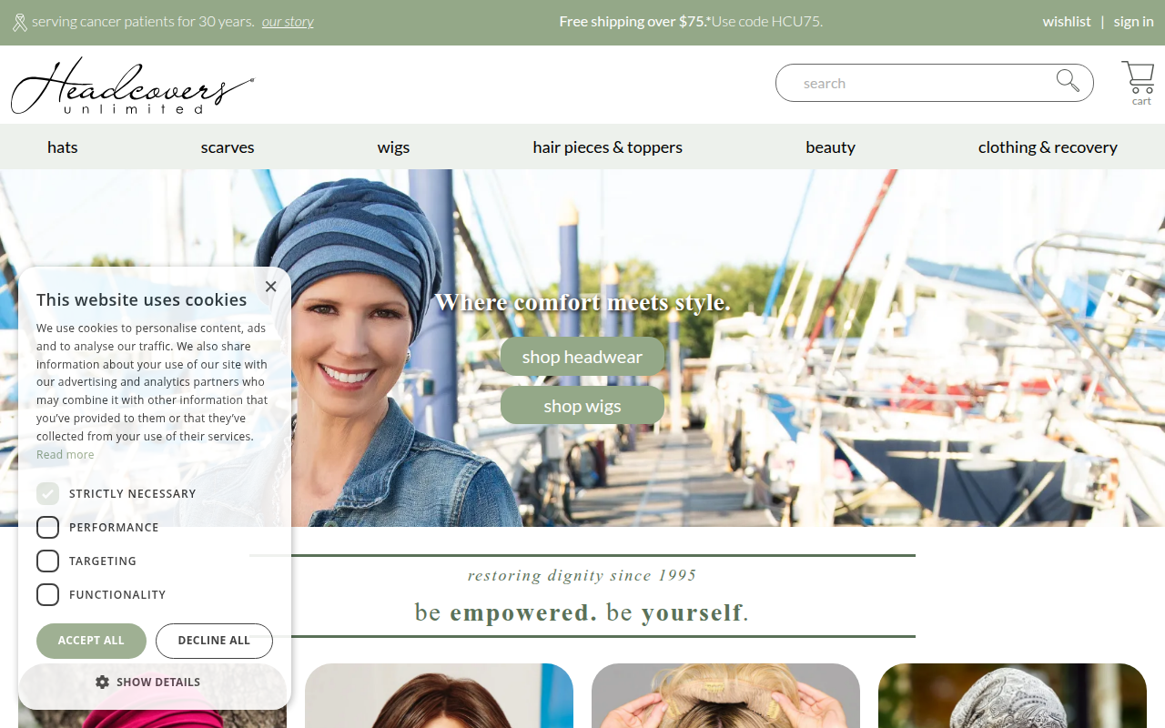 Screenshot van headcovers.com