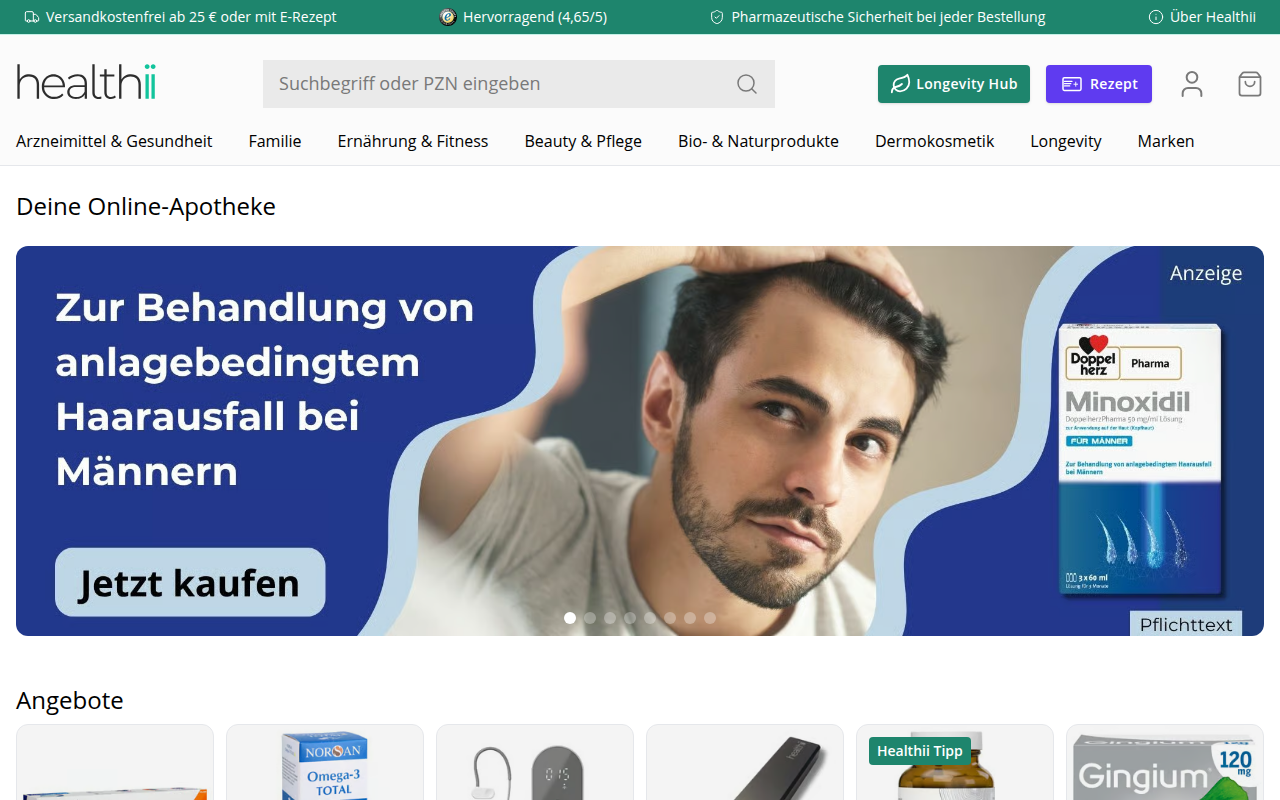 Screenshot van healthii.de