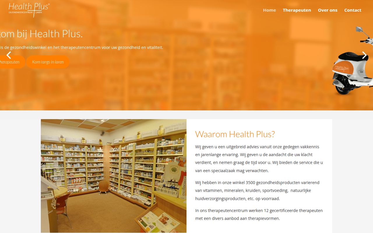 Screenshot van healthpluslaren.nl