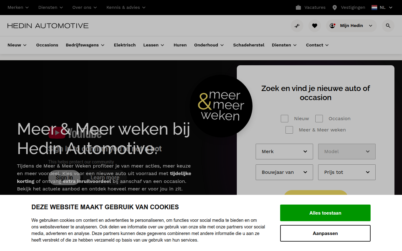 Screenshot van hedinautomotive.nl
