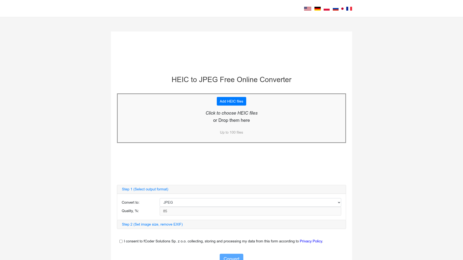Screenshot van heic.online