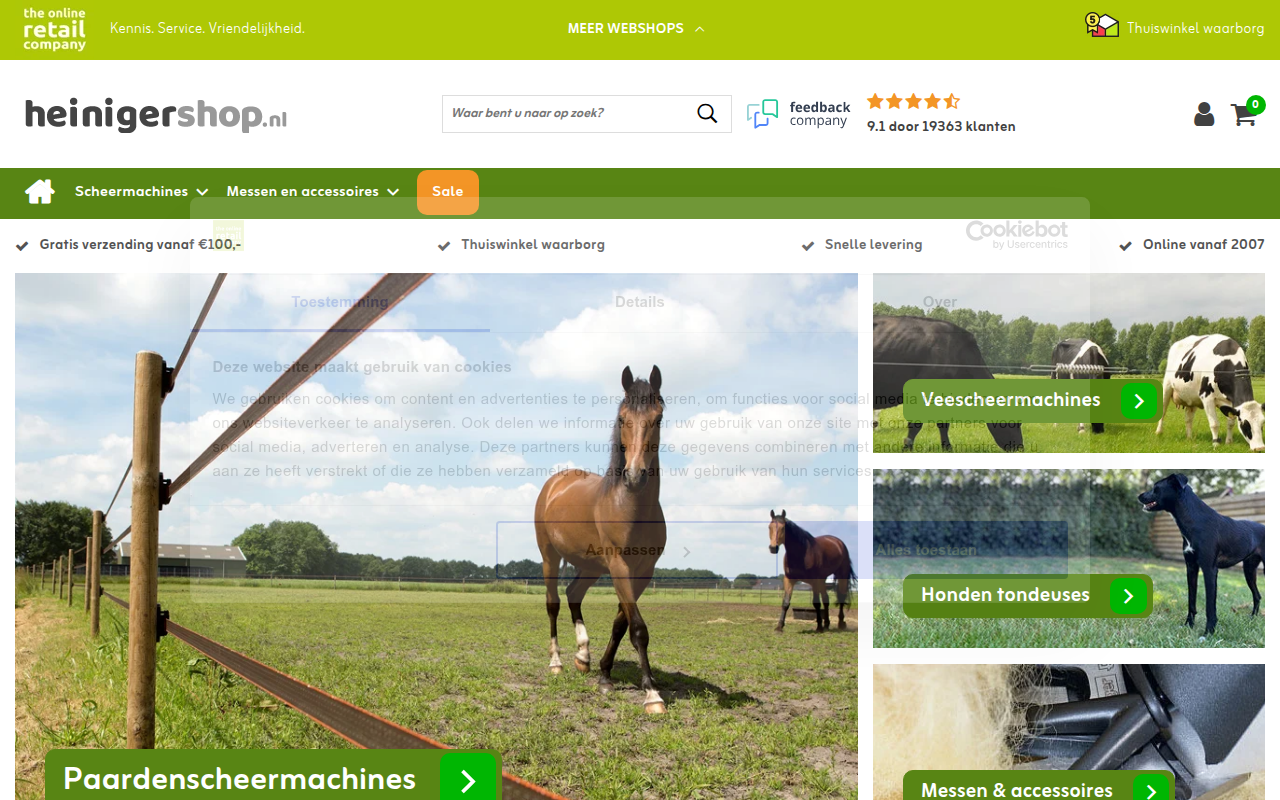 Screenshot van heinigershop.nl