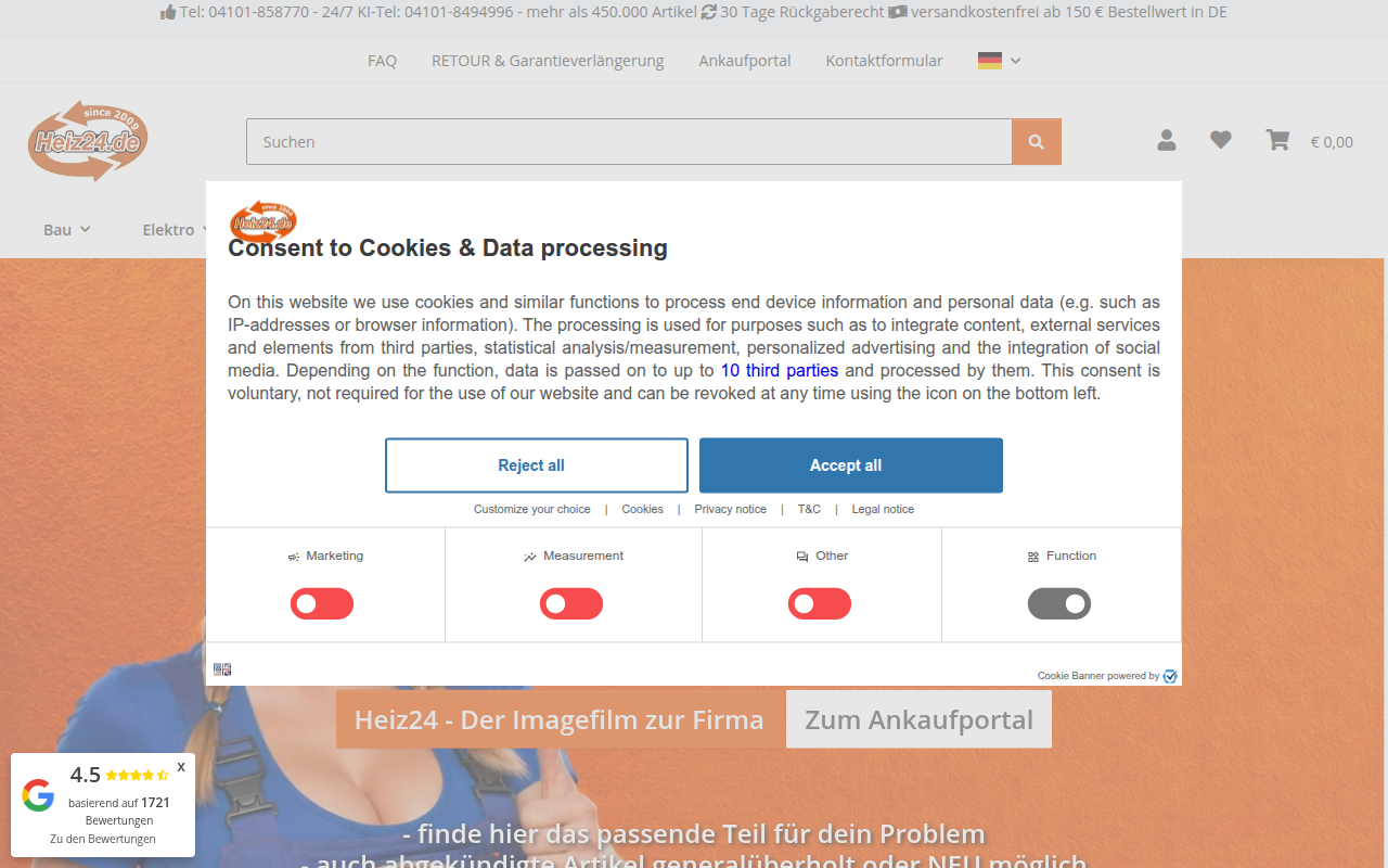 Screenshot van heiz24.de
