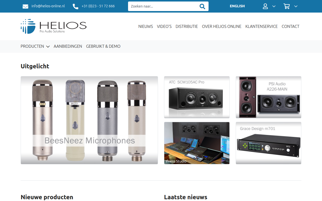 Screenshot van helios-online.nl
