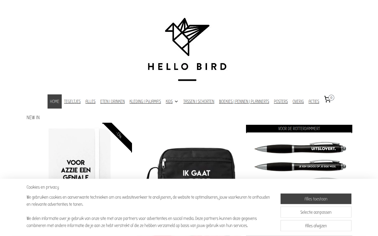Screenshot van hellobird.nl