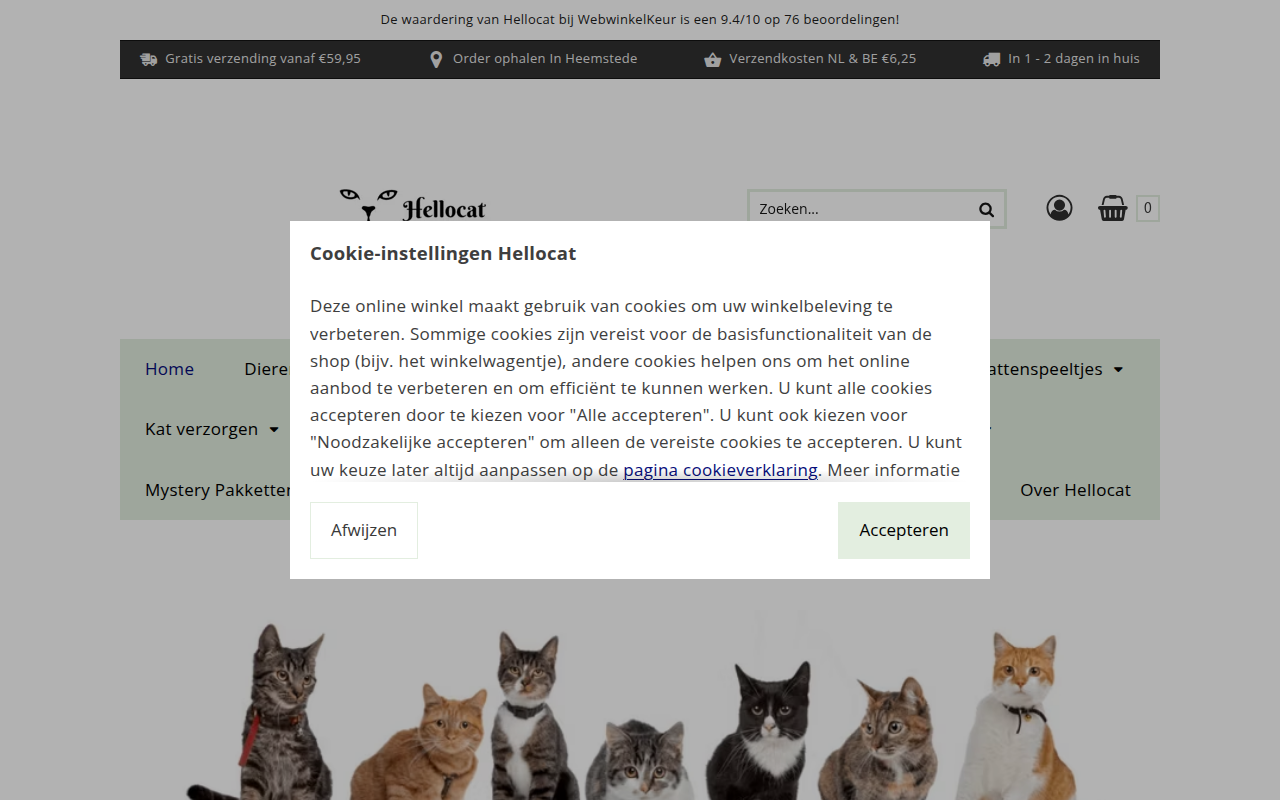 Screenshot van hellocat.nl