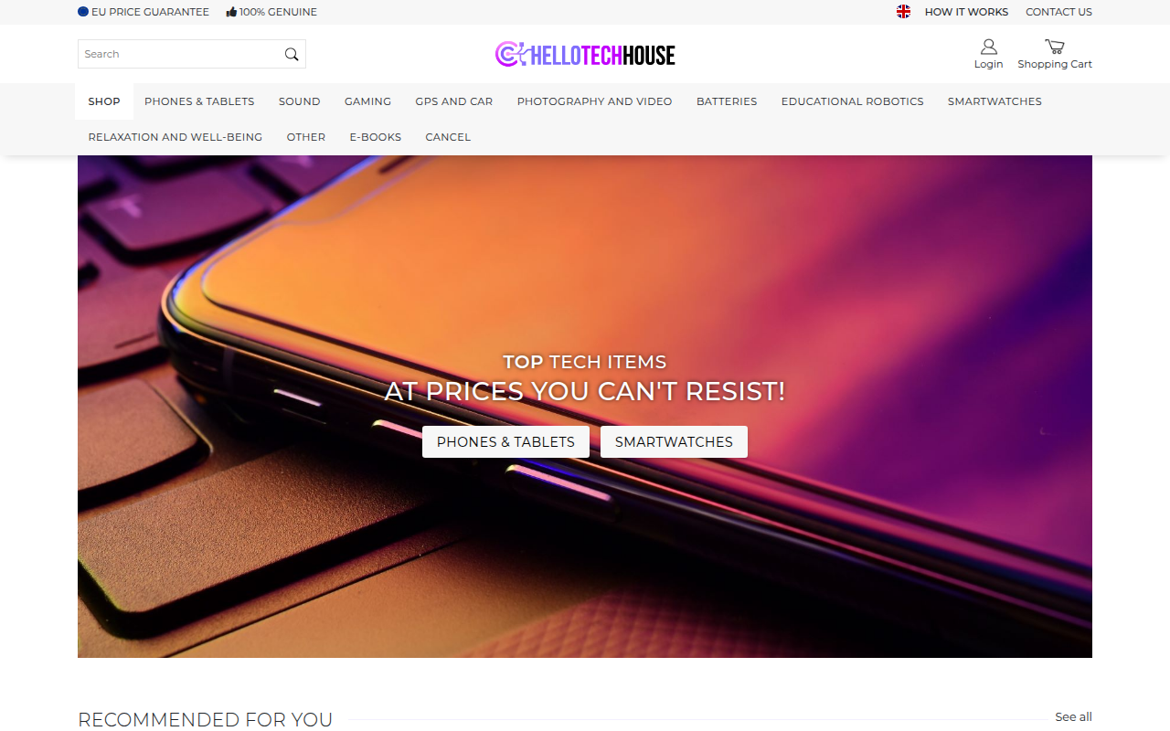 Screenshot van hellotechhouse.com