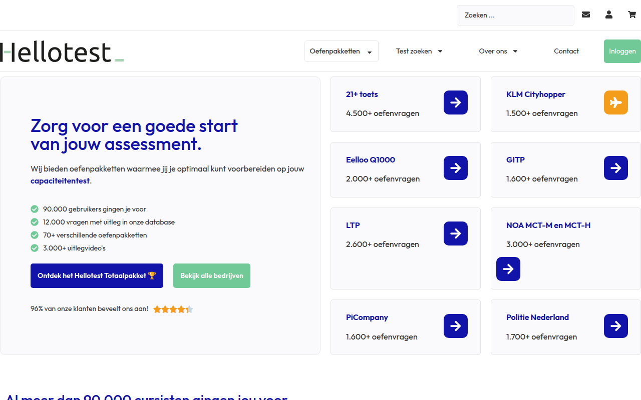 Screenshot van hellotest.nl