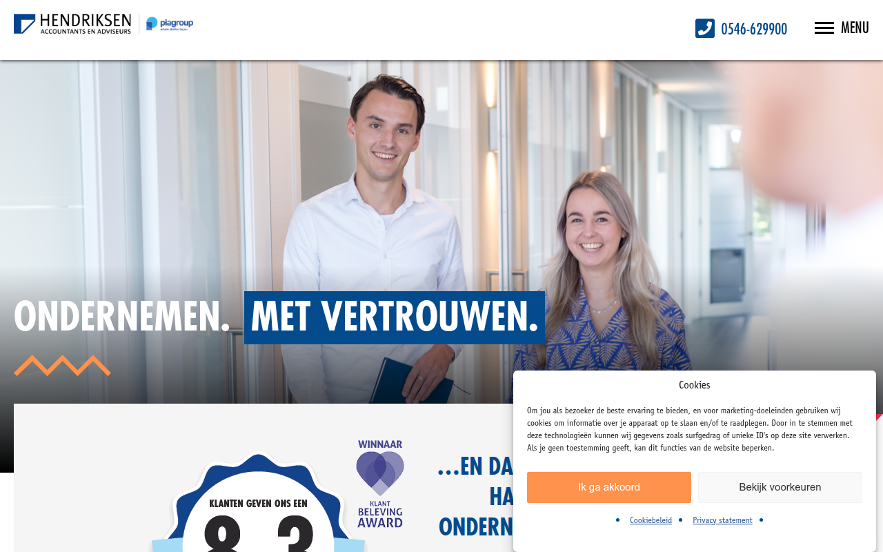 Screenshot van hendriksen.nl