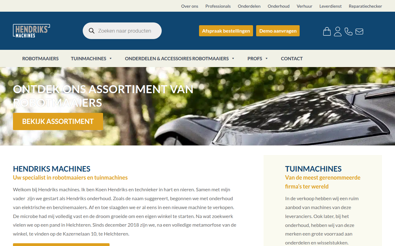 Screenshot van hendriksmachines.be