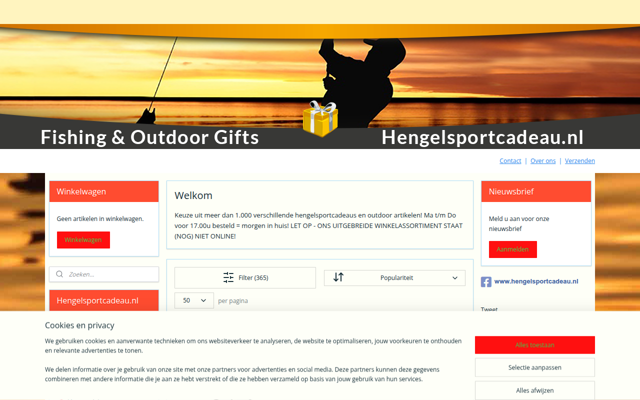 Screenshot van hengelsportcadeau.nl