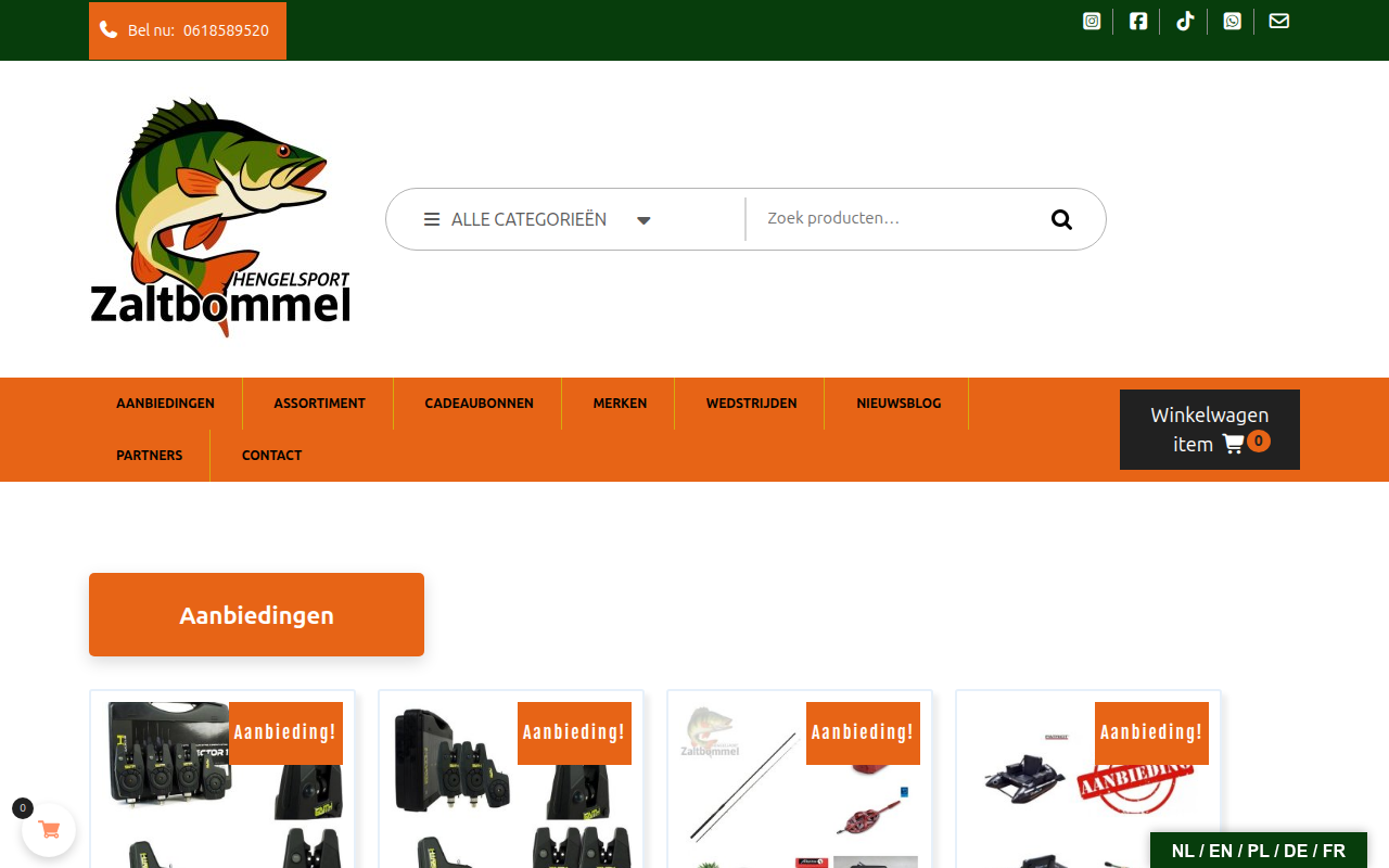 Screenshot van hengelsportzaltbommel.nl