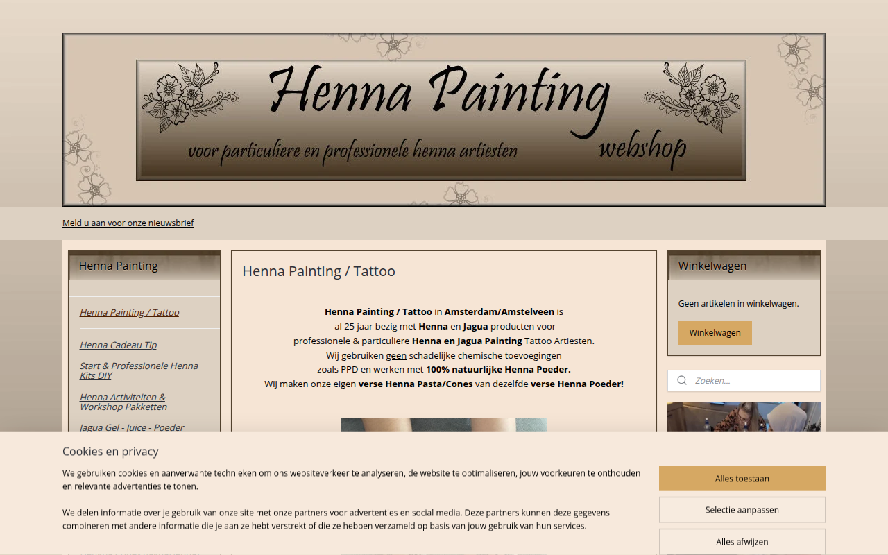 Screenshot van hennapainting.nl