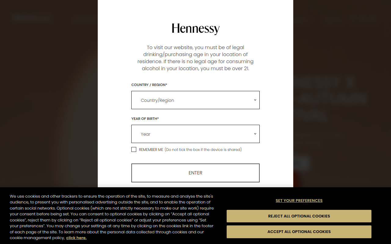 Screenshot van hennessy.com
