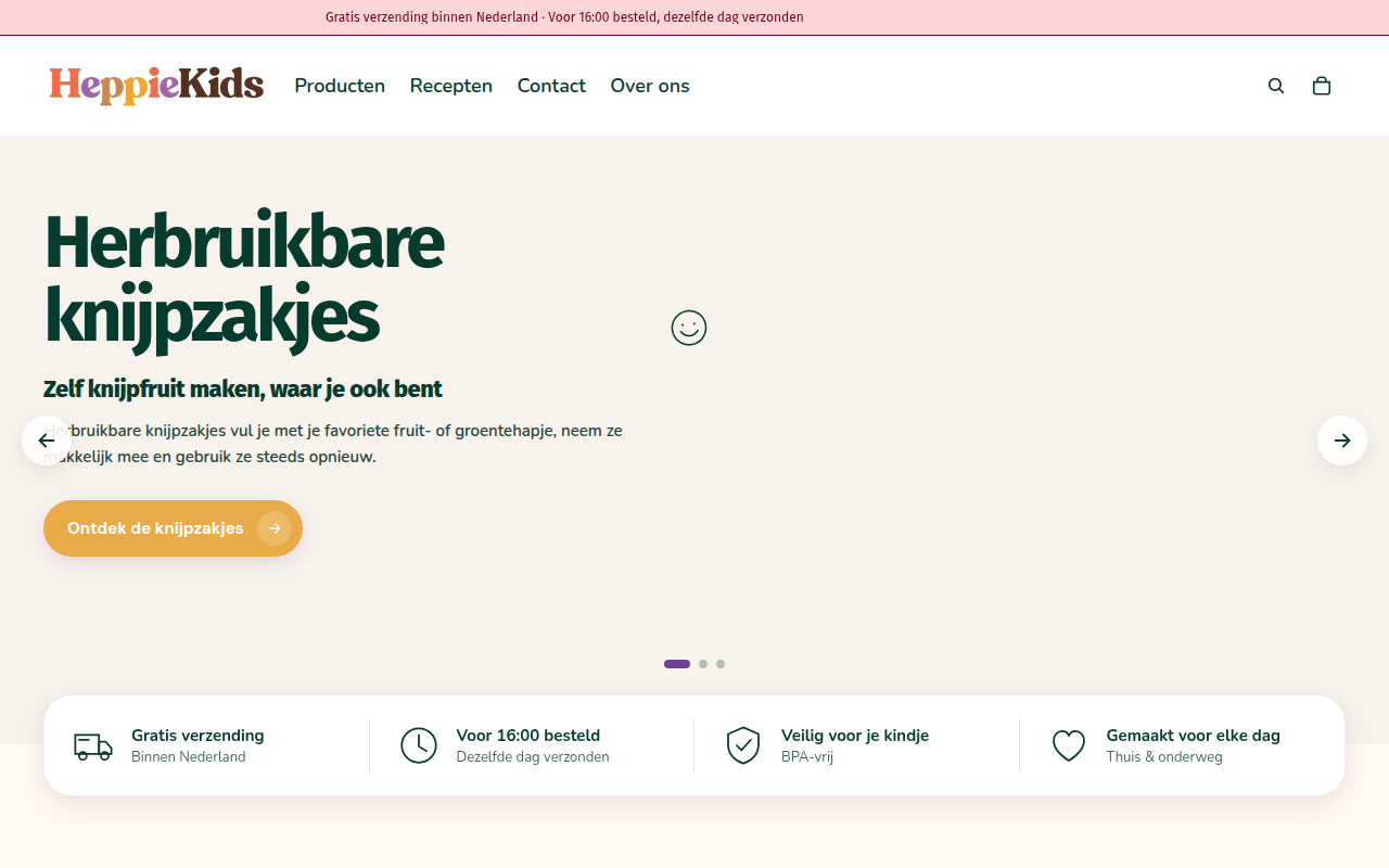 Screenshot van heppiekids.nl