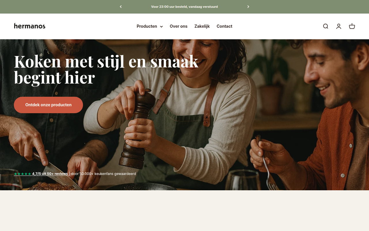 Screenshot van hermanos.store