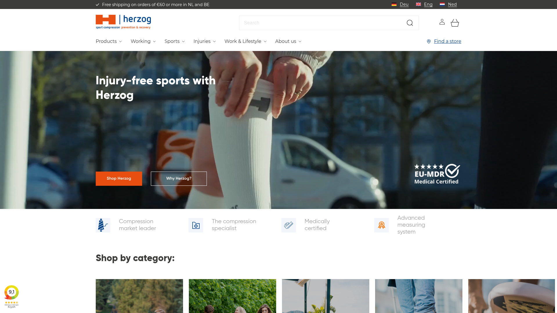 Screenshot van herzogmedical.com