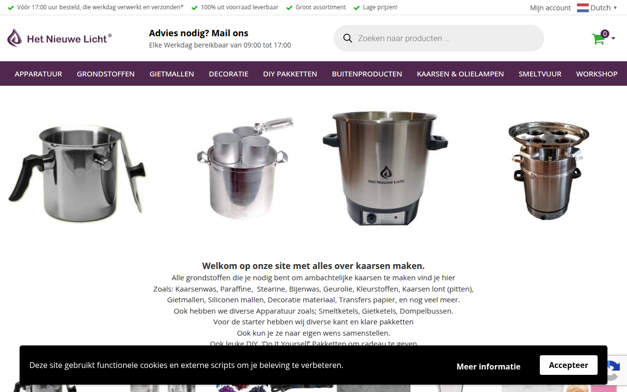 Screenshot van hetnieuwelicht.nu