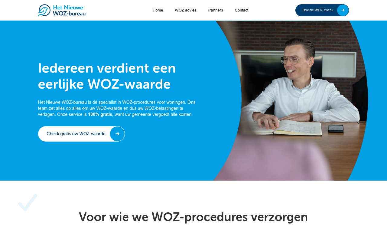 Screenshot van hetnieuwewozbureau.nl