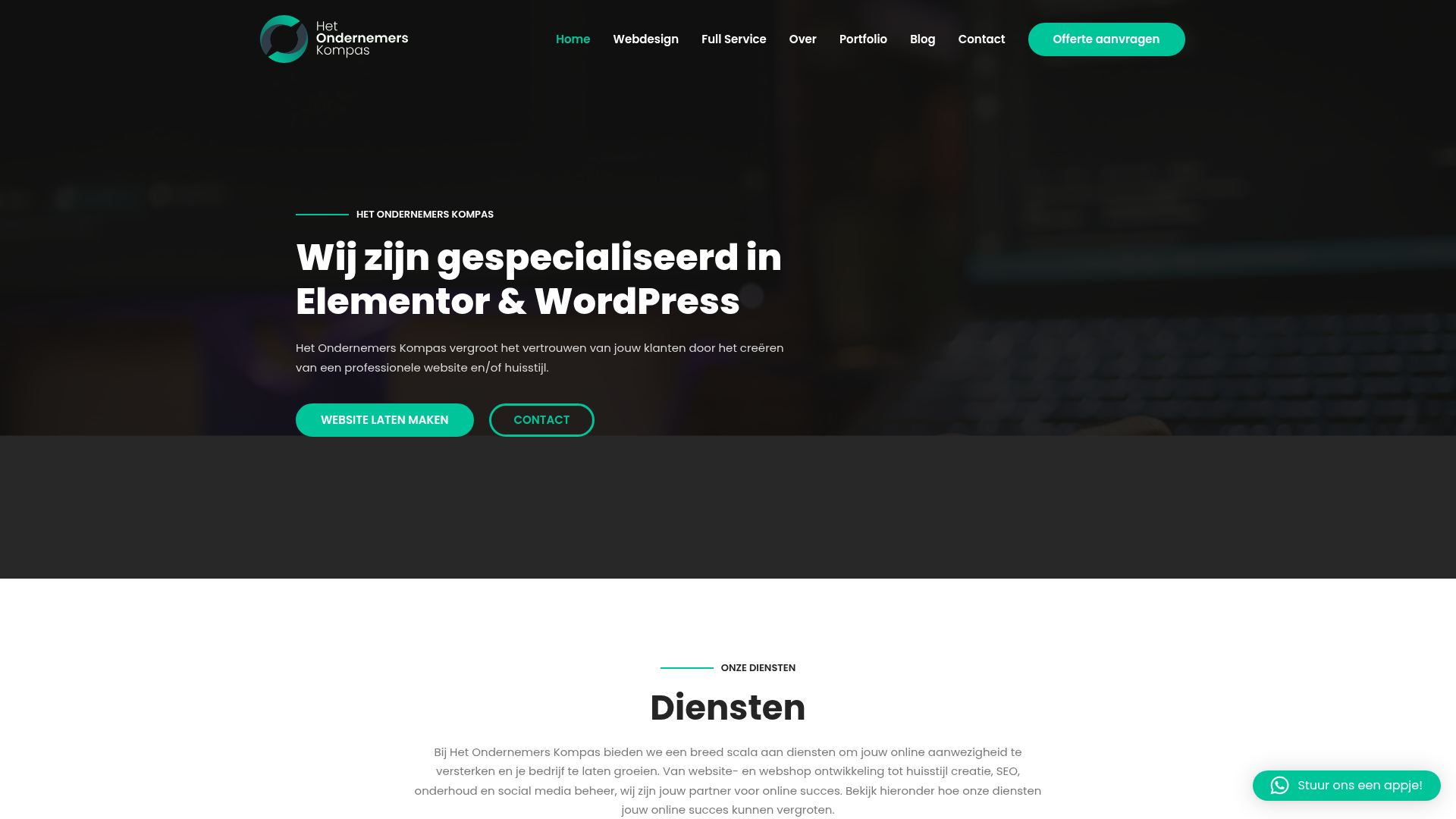 Screenshot van hetondernemerskompas.nl