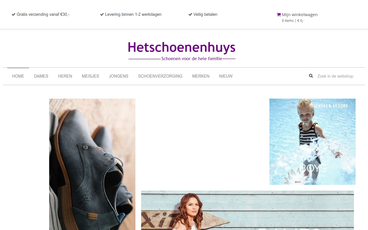 Screenshot van hetschoenenhuys.nl
