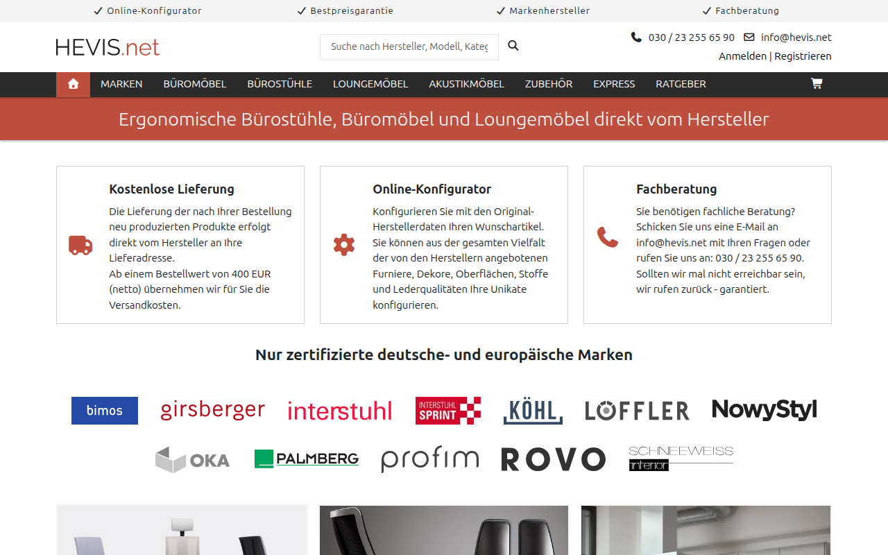 Screenshot van hevis.net