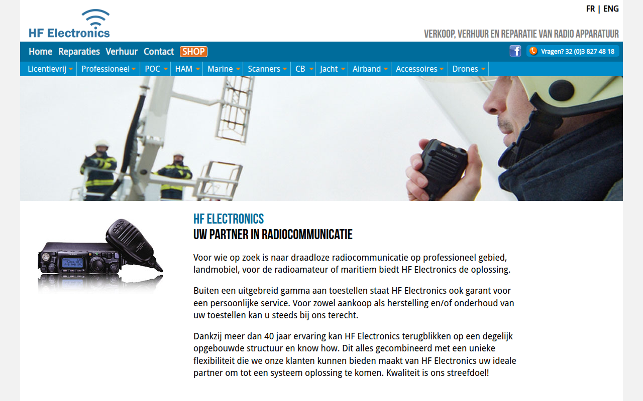 Screenshot van hfelectronics.be