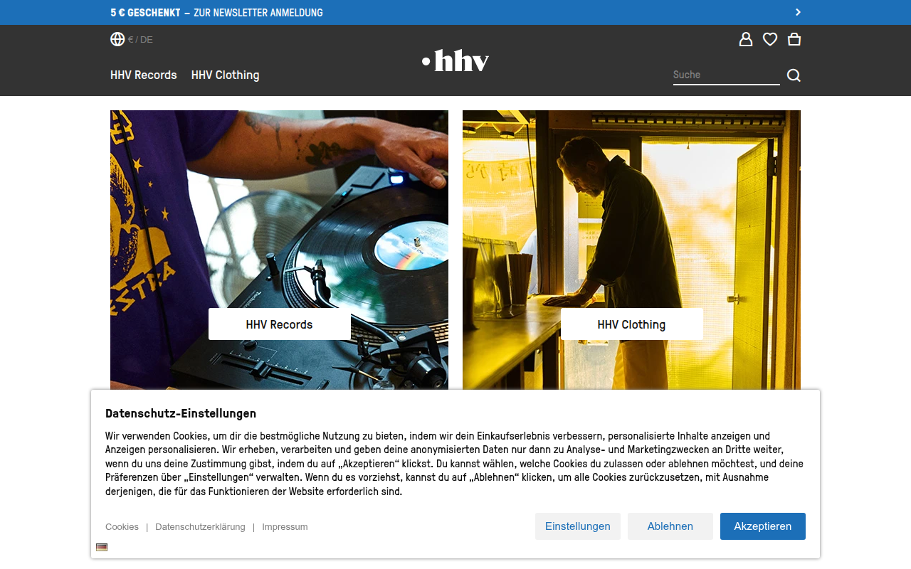 Screenshot van hhv.de