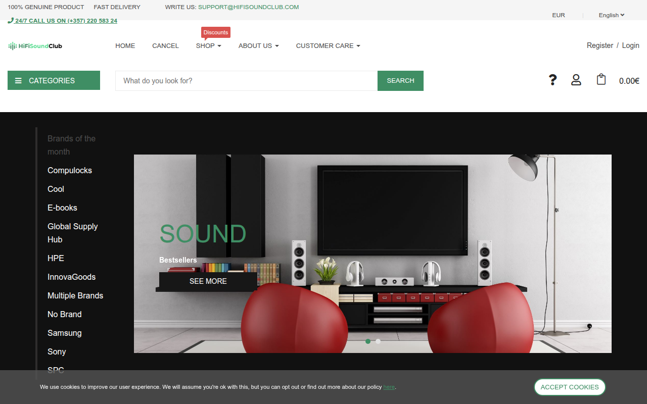 Screenshot van hifisoundclub.com