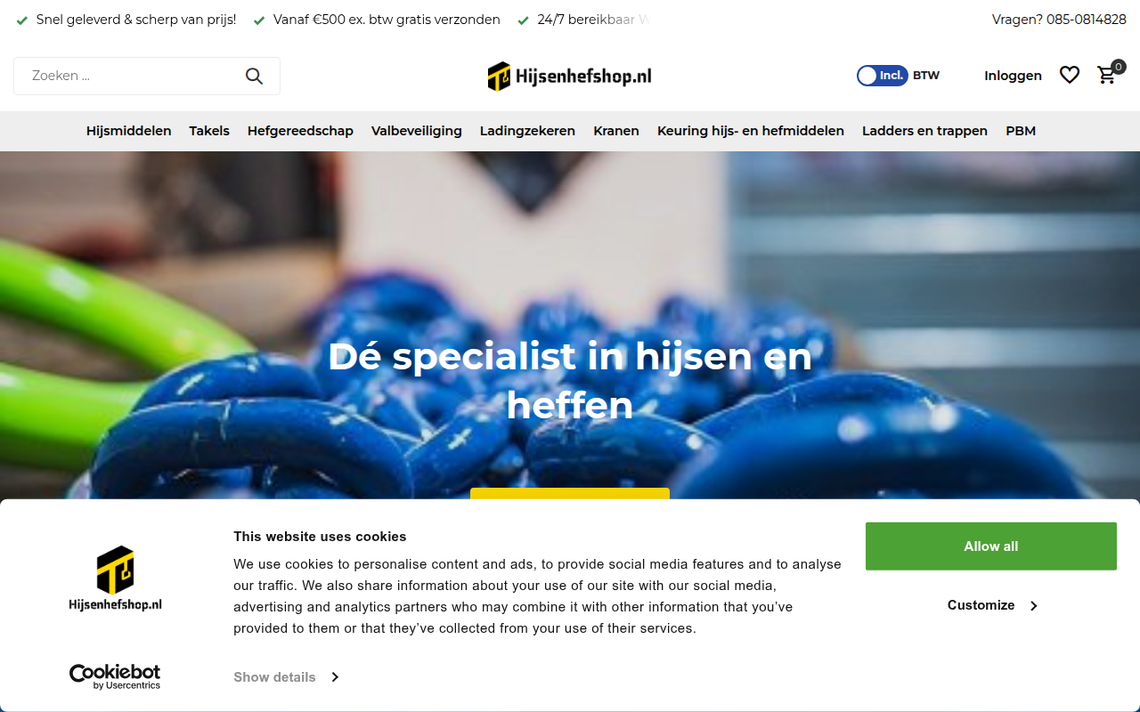 Screenshot van hijsenhefshop.nl