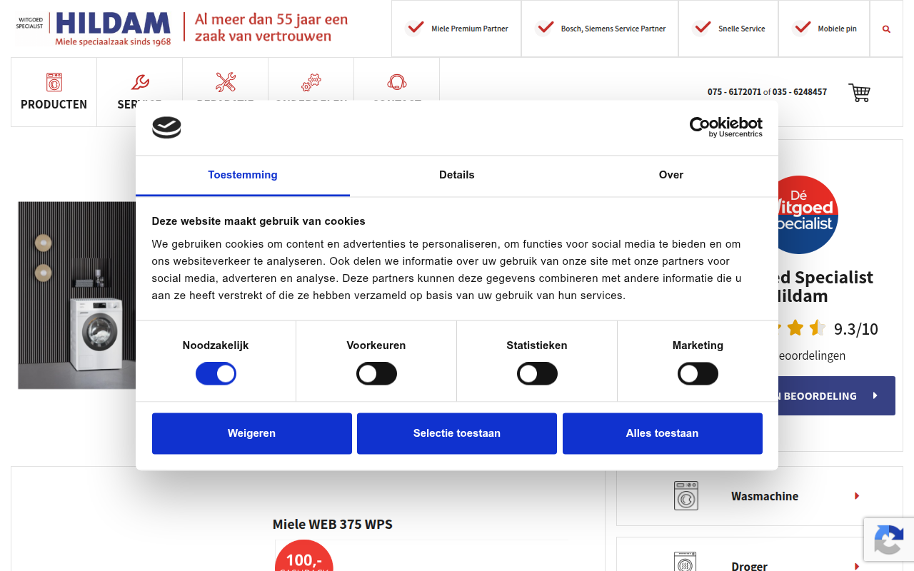 Screenshot van hildam.nl
